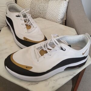 Nike White, Gold, and Black Air Max Dia